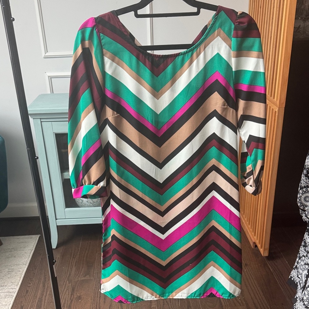 Multicolor Chevron Women's Dress